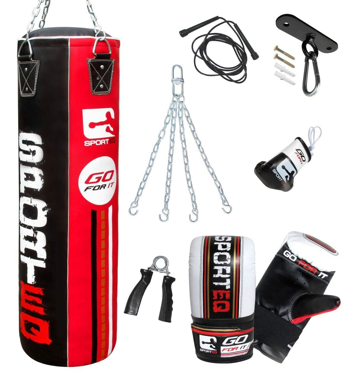 3Ft/4Ft/5Ft Punchbag Heavy Filled, Sporteq Boxing Sets,Gym Quality Pro Bag Combo