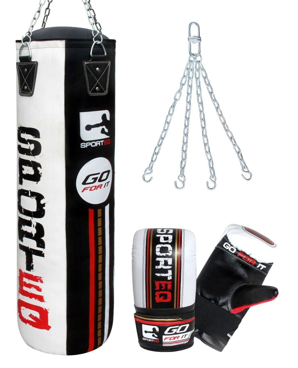 3Ft/4Ft/5Ft Punchbag Heavy Filled, Sporteq Boxing Sets,Gym Quality Pro Bag Combo