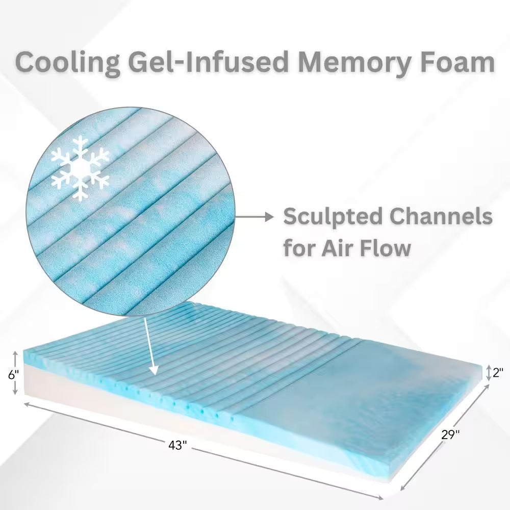 Cooling Gel Memory Foam Body Wedge Pillow with Gradual Incline - Ergonomic Sleep Support