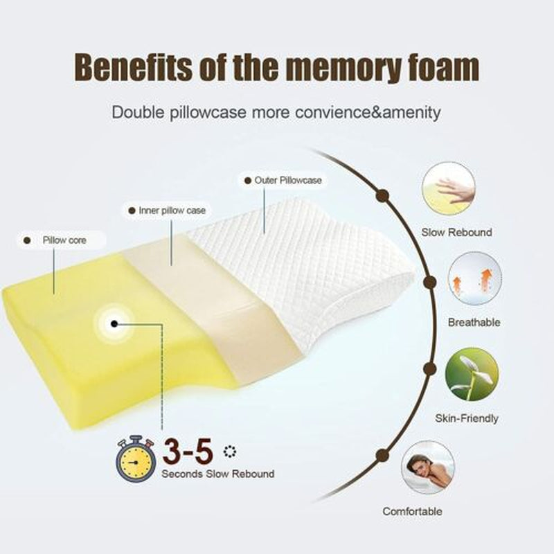 Cervical Memory Foam Pillow, Orthopedic Pillows for Neck Pain, Ergonomic