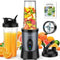 Personal Blender with 2 X 22Oz Travel Bottle and Lid, Portable Smoothie Blender and Coffee Grinder in One, 900W Small Blender Mixer with 6-Leaf Blade for Shakes and Smoothies, BPA Free(Black)